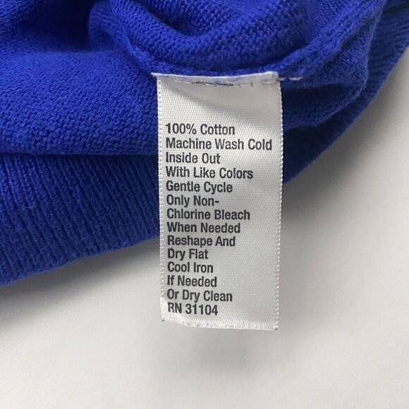 Cynthia Rowley Royal Purple Owl Sweater Sequins Round Neck Back Zip Cotton Sz M - Picture 7 of 9